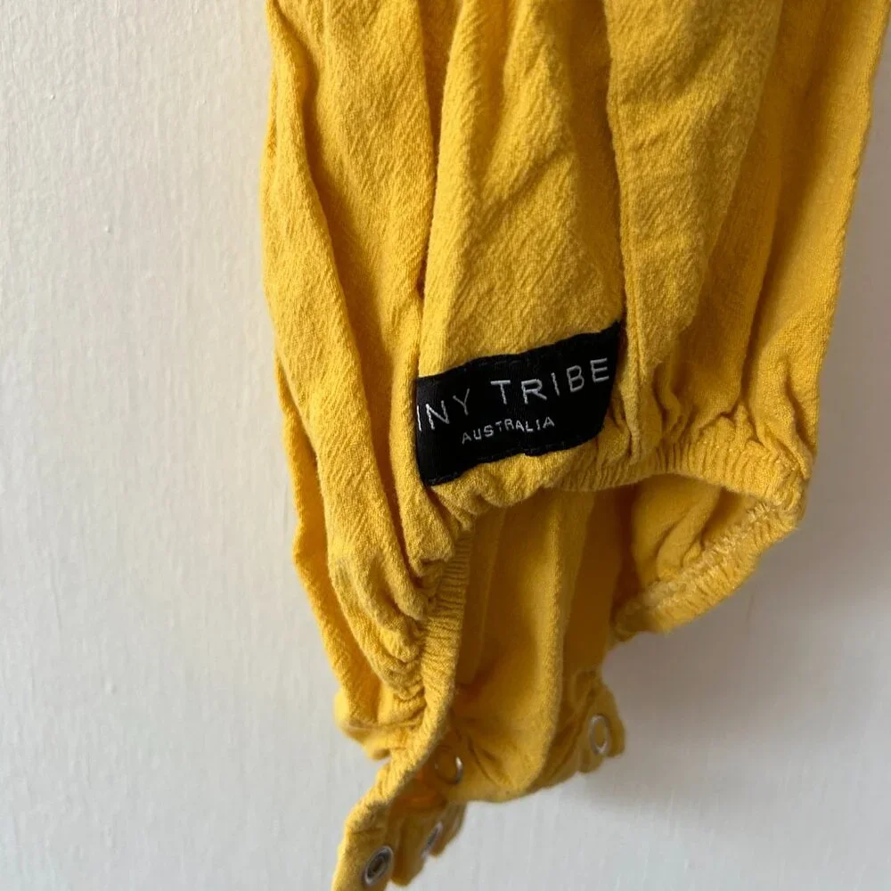 Tiny Tribe Australia‎ Romper Girls 12 Months Mustard Yellow Ruffle One Piece